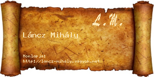 Láncz Mihály névjegykártya